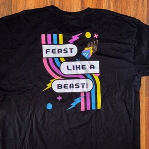 MrBeast Feastables Shirt Mens 2XL Black Feast Like A Beast Graphic Tee Cotton
